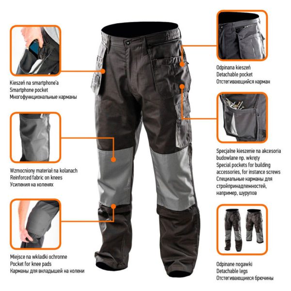 NEO working pants detachable legs and pockets, size 2l (54, LD) 81-230-LD
