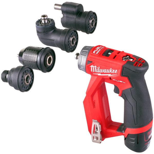 Milwaukee screwdriver drill with 4 heads M12fddxkit-302x 34nm 12v suitcase 2x aku.3.0Ah fast charger