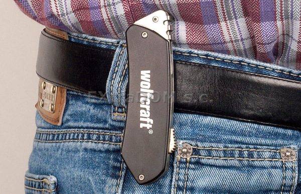 Wolfcraft pocket knife with retractable trapezoidal blade 4124000